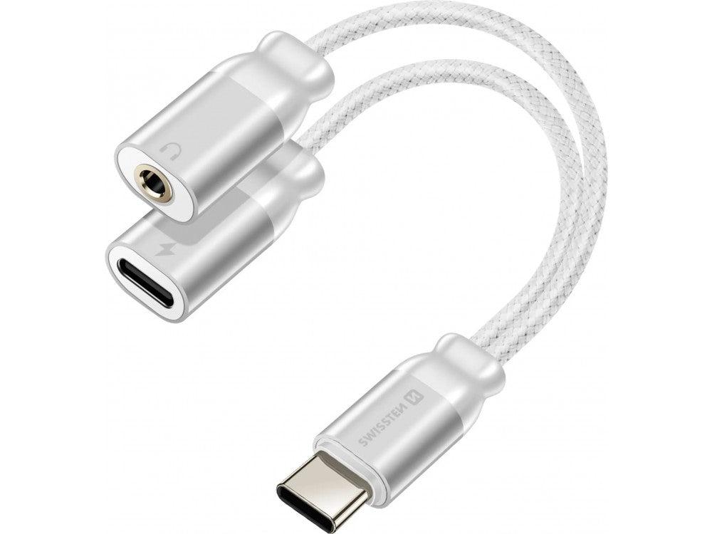 Swissten USB-C to 3.5mm Female + USB-C Female Audio Splitter Cable 25cm Braided – view 2