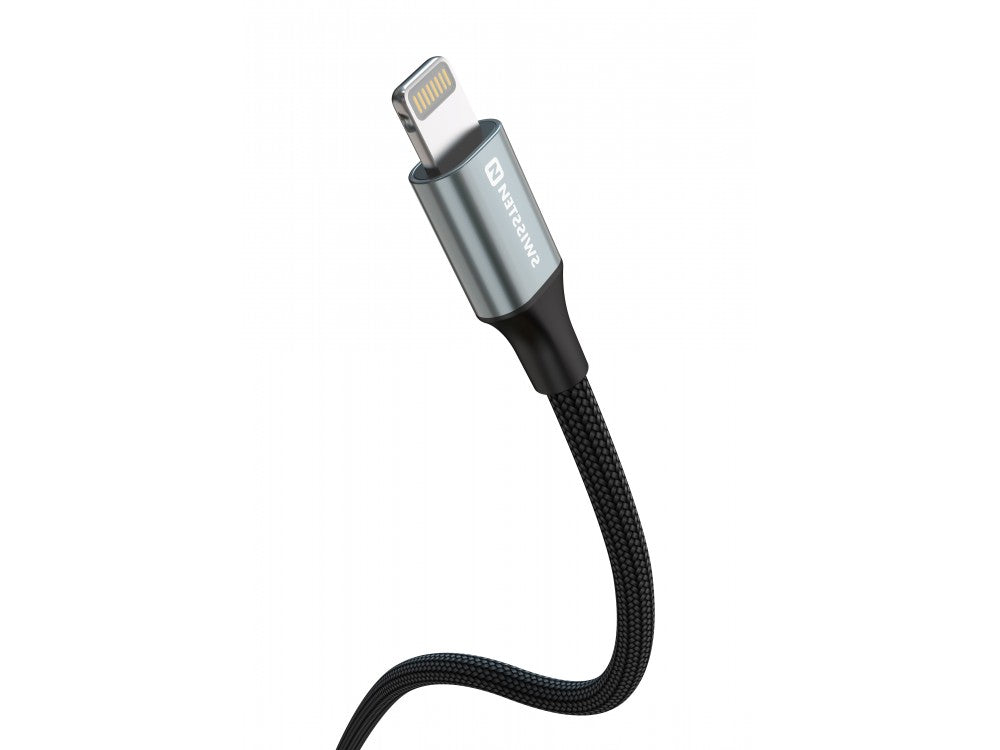 Swissten Durable Textile II USB-C to Lightning Cable 1.5m – Nylon Braided, Black – view 2