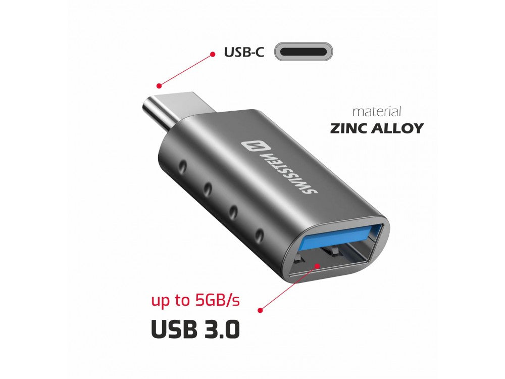 Swissten USB-C to USB-A 3.0 OTG Adapter – Silver – view 2