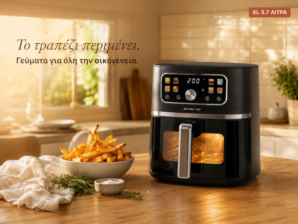 Emerio Air Fryer XL 5.7L AF-133253.1 – PFAS-Free, Color Display, Viewing Window – view 2