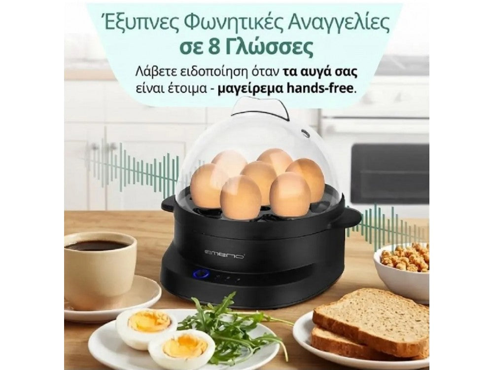 Emerio Smart Egg Boiler 7-Egg 350W – 3 Hardness Levels, Voice Alerts, Black – view 2