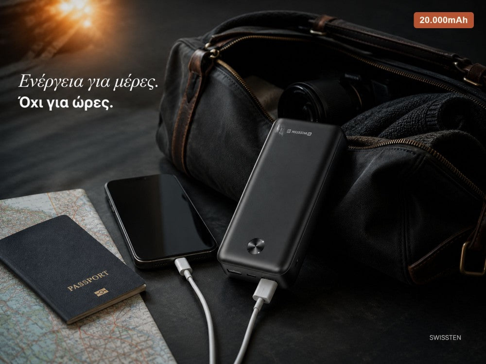 Swissten WORX Pro 20000mAh USB-C Power Bank – 2 USB-A, LED Status, Black – view 2