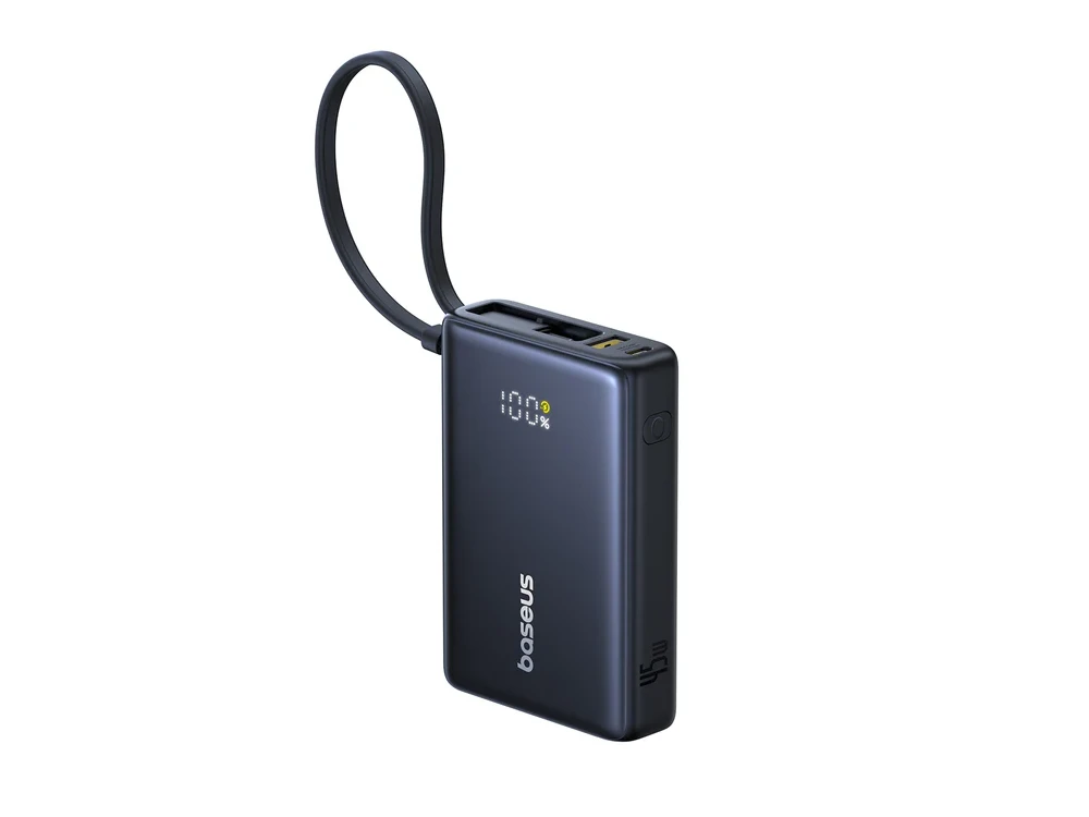 Baseus PicoGo Power Bank 10000mAh – 45W PD, Built-in USB-C Cable, Digital Display, Black – view 2