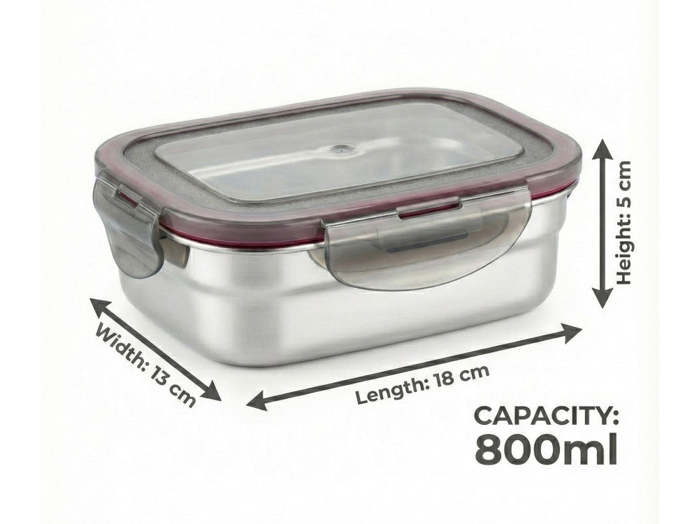AJ Inox Airtight Lunch Box 800ml – Stainless Steel, BPA-Free Lid – view 2