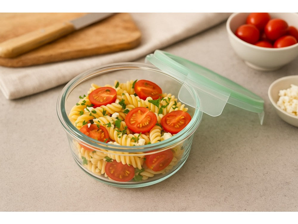 AJ Glass Food Container Round 660ml 15x6cm – Airtight, Transparent – view 2