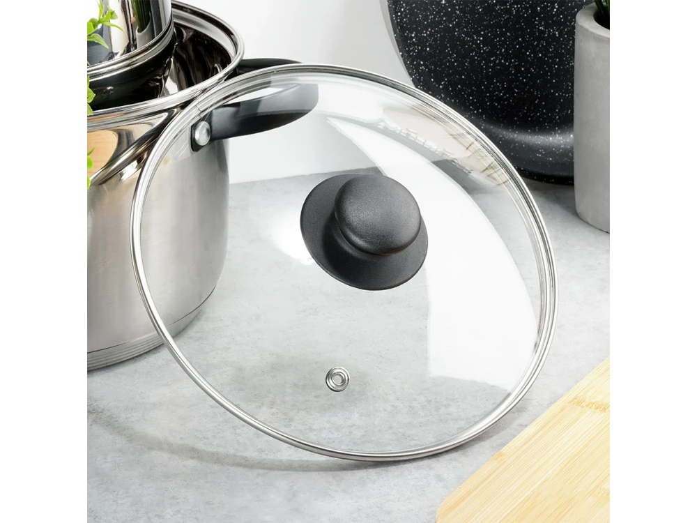 Vilde Glass Lid 20cm for Pots & Pans – Heat Resistant, Steam Vent, Stainless Rim – view 2