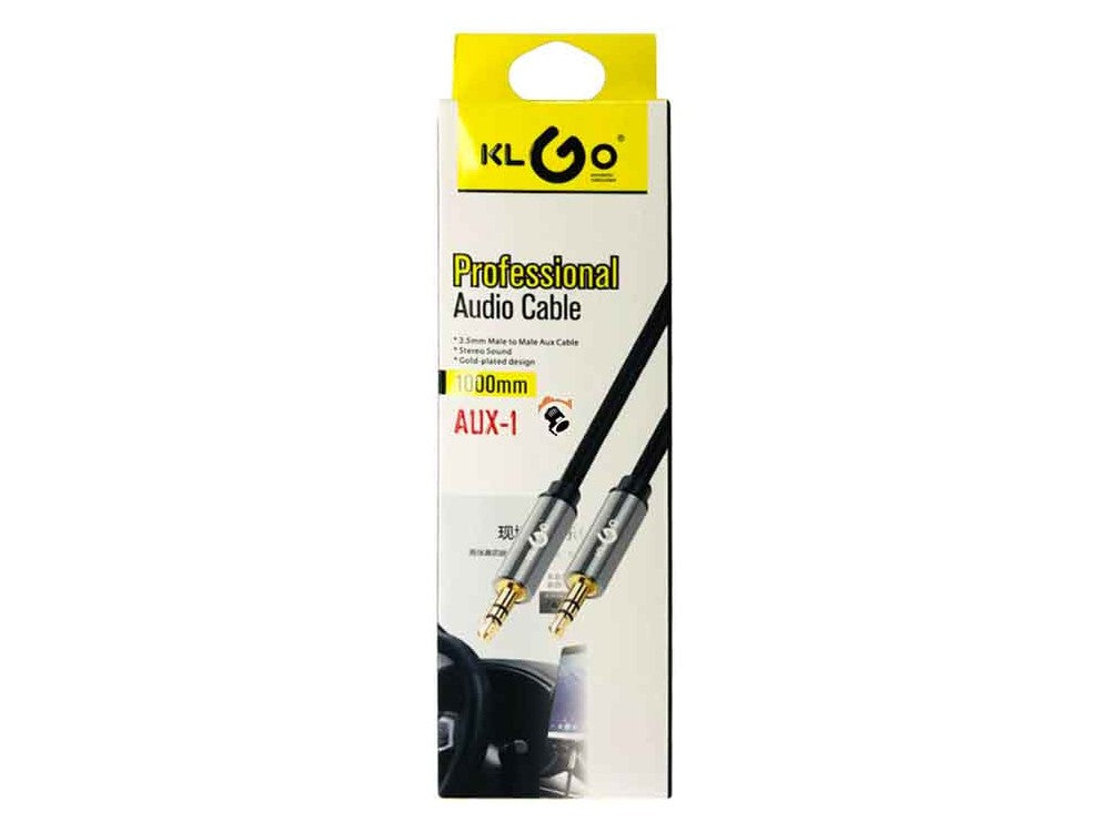 KLGO AUX-1 3.5mm AUX Audio Cable 1m Nylon Braided, Silver – view 2