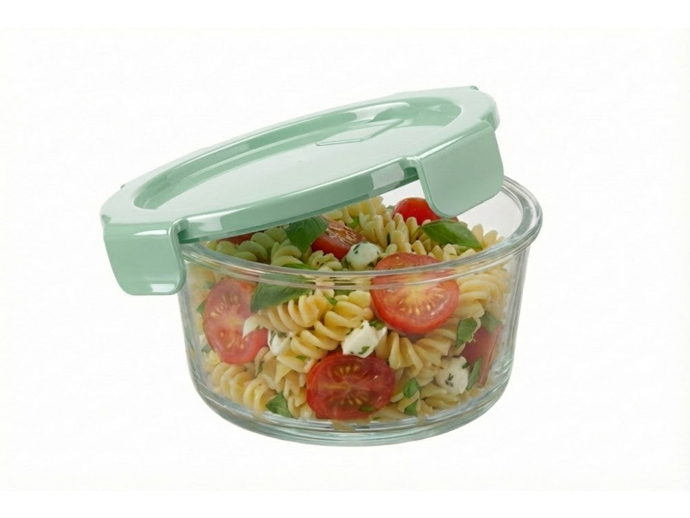 AJ Glass Food Container Round 950ml 17x7cm – Airtight, Green Lid – view 2
