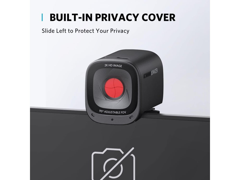 Anker PowerConf C200 Smart Webcam 2K@30fps – AI Noise-Cancelling Dual Mics, Autofocus, Privacy Cover – view 2