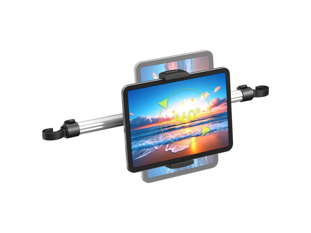 Swissten S-GRIP T2-MOP Car Headrest Tablet Holder – Extendable 50–72cm, 360° Rotation, Black – view 3
