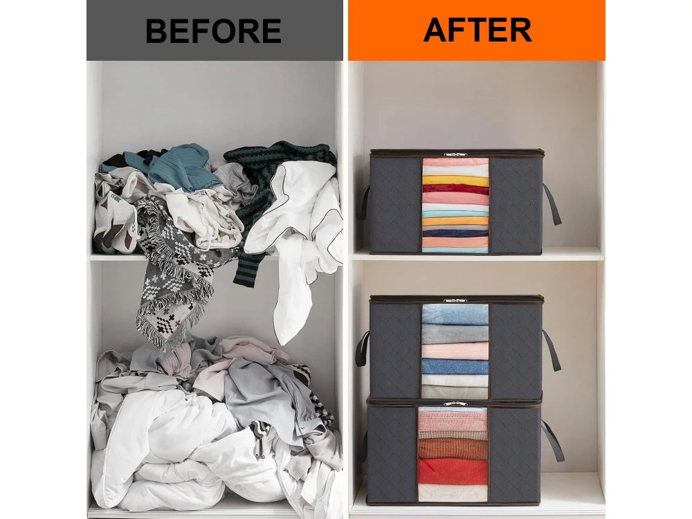 AJ Clothes Storage Organizer Bag 75L – 58x39x33cm, Dark Grey – view 3