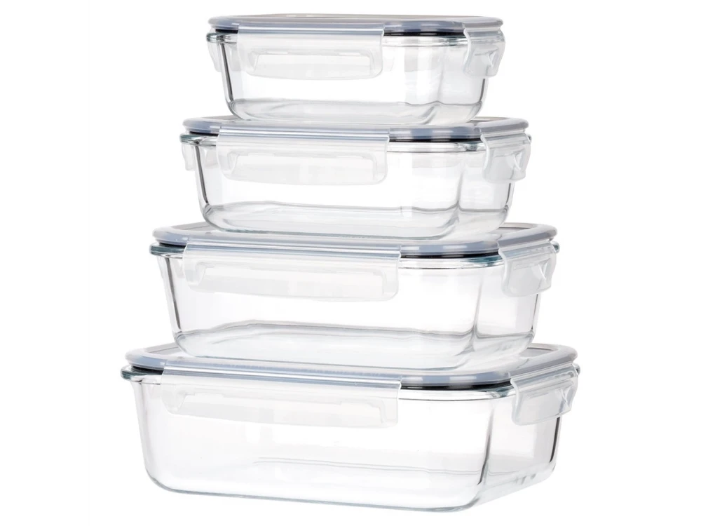 Vilde Premium Borosilicate Glass Food Containers Set of 4 with Airtight Lids – 370/640/1050/1520ml – view 3