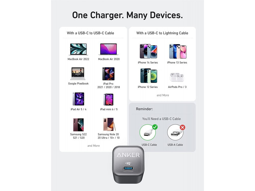 Anker 511 Nano 3 Wall Charger 30W USB-C GaN with PD/PIQ3.0/PPS & ActiveShield 2.0, Aurora White – view 3