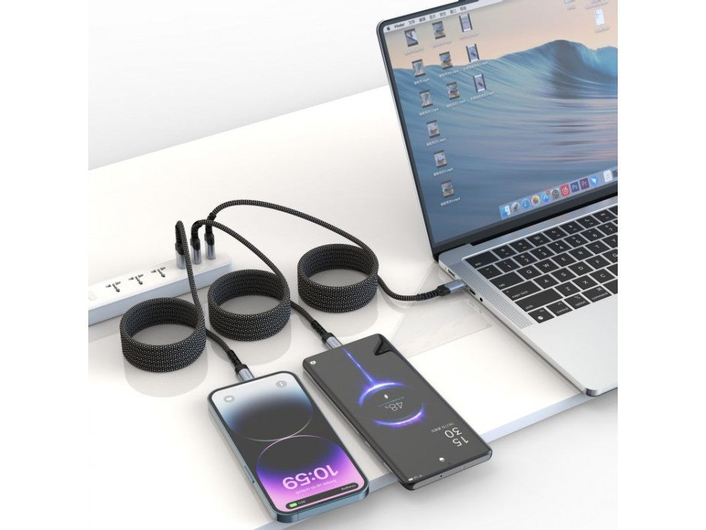 Swissten Braided Magnetic USB-C to USB-C Cable 1m – Nylon, Black – view 3