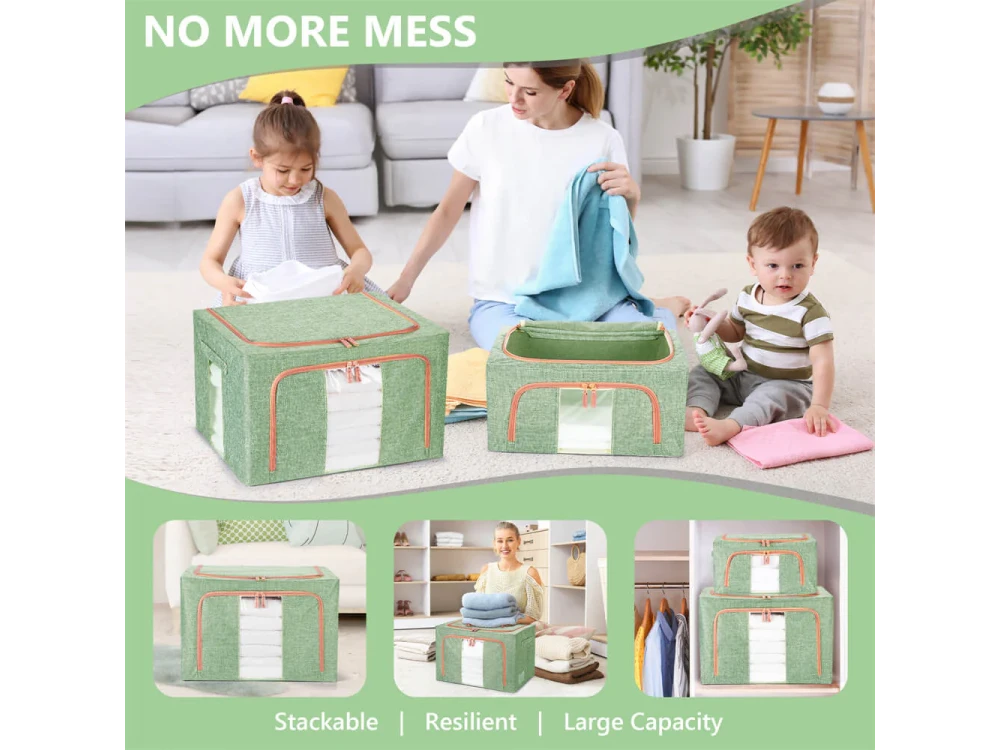 AJ Clothes Storage Organizer Bags 101L Set of 3 – 62x43x38cm, Light Green – view 3