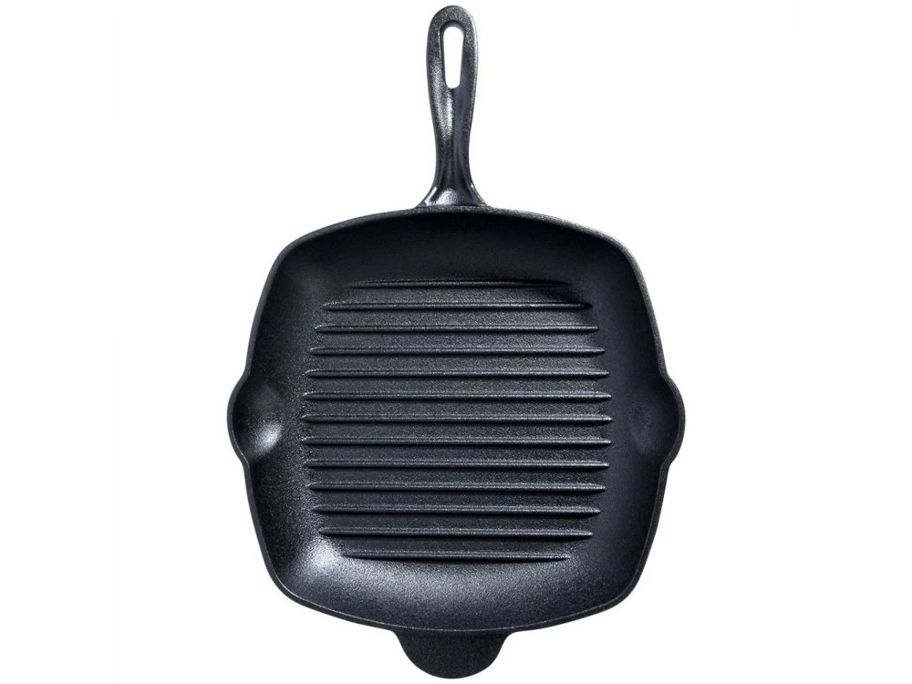 Vilde Premium Cast Iron Grill Pan 28 cm – Ridged Square Pan, Silicone Handle Grip – view 3