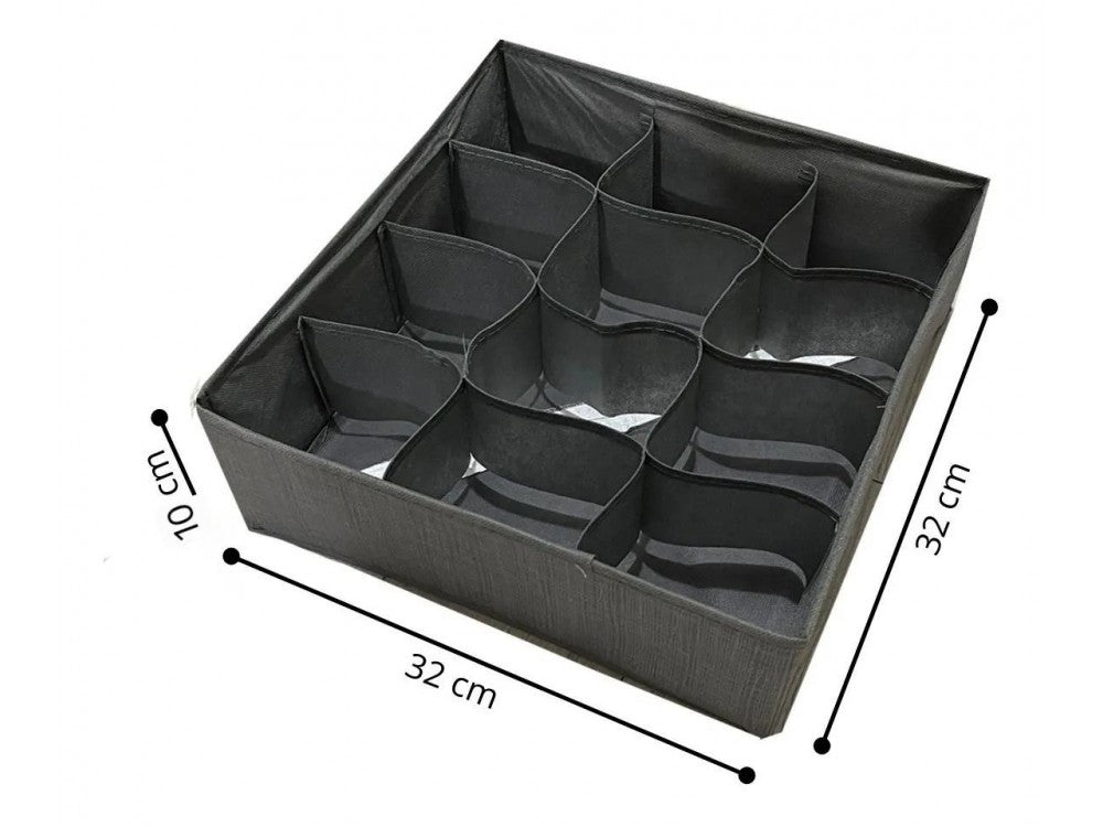 AJ Foldable Drawer Organizer 12-Slot for Socks & Underwear – 32x32x10cm, Grey – view 3