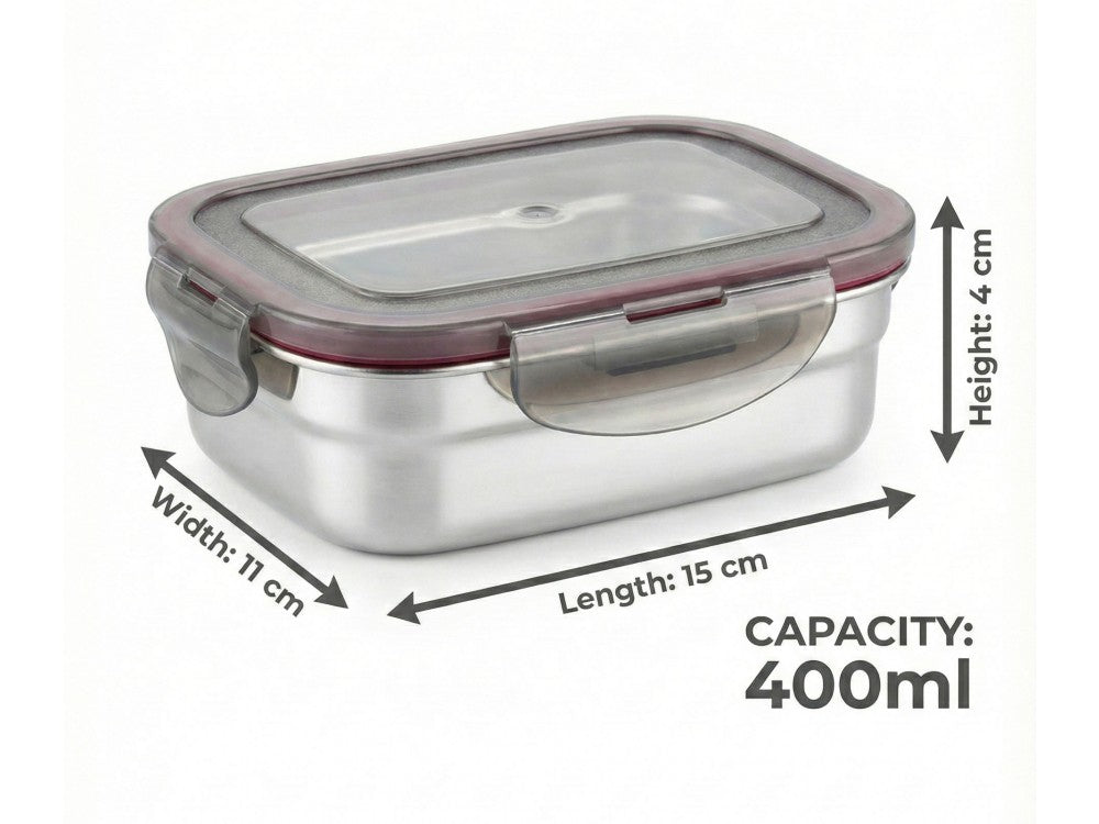 AJ Inox Airtight Lunch Box 400ml – Stainless Steel, BPA-Free Lid – view 3