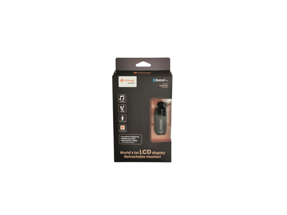 iXchange UA51 Pro Bluetooth Handsfree Earphone – LCD, 13h, Multipoint, Retractable, Black – view 3