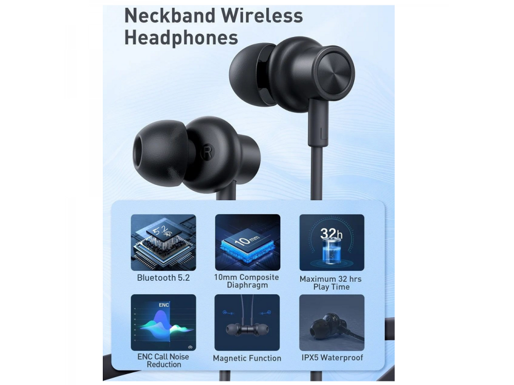 TaoTronics TT-BH115 In-Ear Bluetooth 5.2 Earphones – Magnetic, IPX5, 32h Battery, Black – view 3
