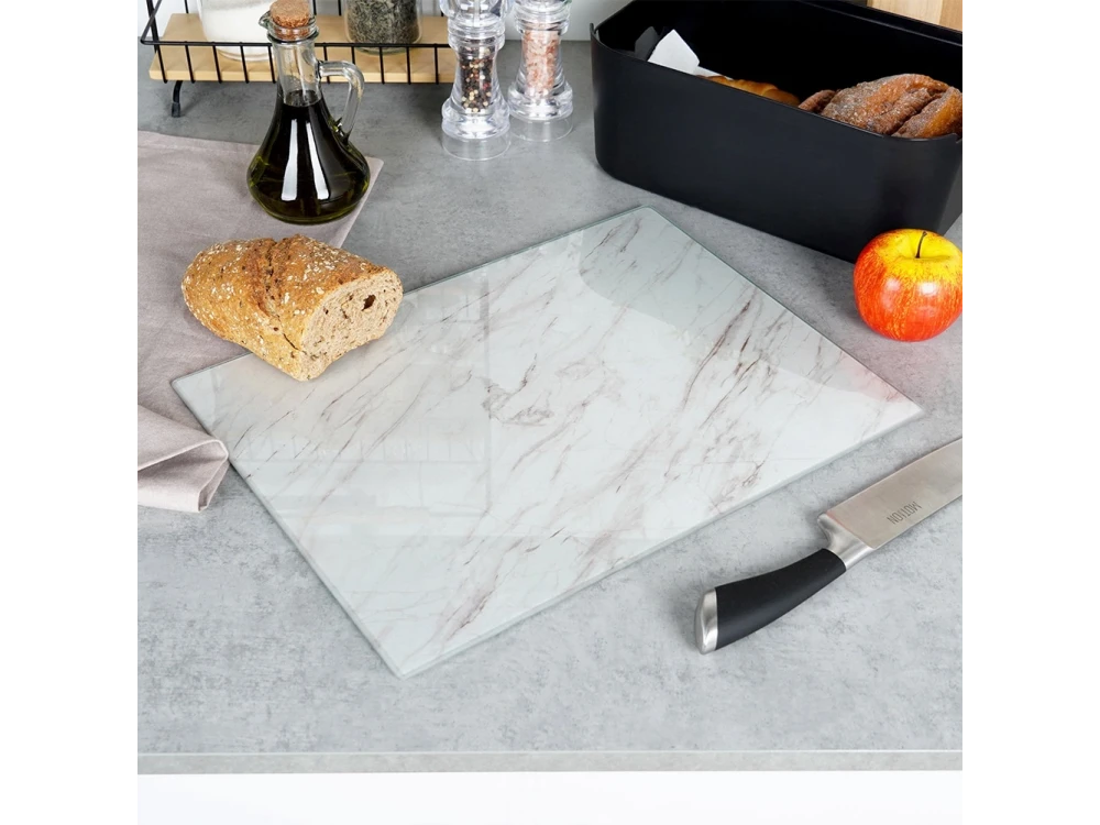 Vilde Chopping Board Tempered Glass 40×30cm – Marble White, Non-slip – view 3