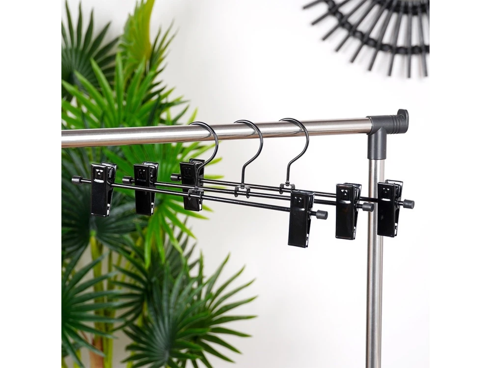 Vilde Metal Trouser Hangers Set of 3 – Adjustable Clips, Swivel Hook, Black – view 3