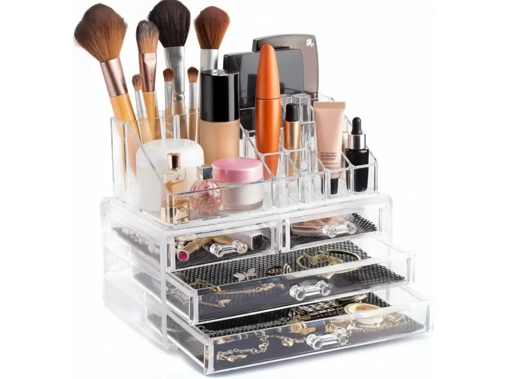 AJ Makeup & Cosmetics Organizer with 4 Drawers – Transparent – view 3