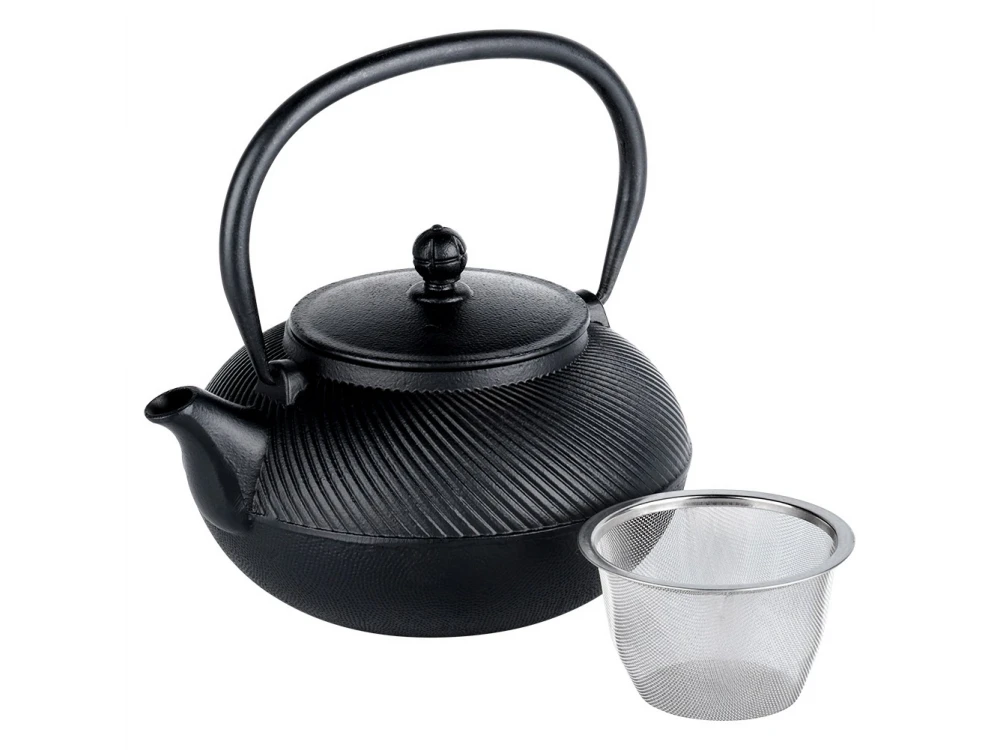 Vilde Cast Iron Teapot 1000ml with Stainless Steel Filter – Enamel Lined, Black – view 3