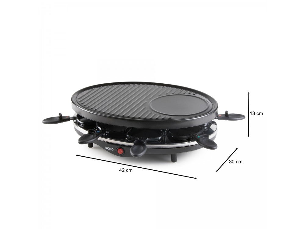 DOMO Raclette Grill DO9038G – 1200W, 8 Enamelled Pans & Wooden Spatulas, PFAS-Free – view 3
