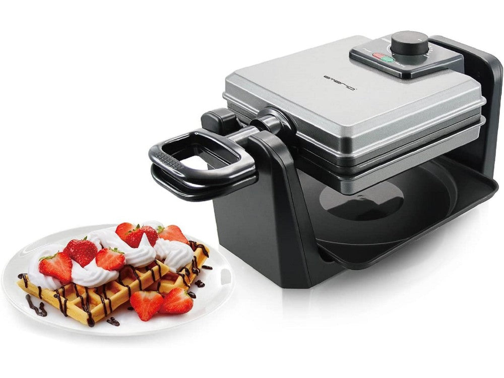 Emerio Waffle Maker 1000W – Rotating, Adjustable Thermostat, Cool-Touch Handles, 4 Square Waffles – view 3