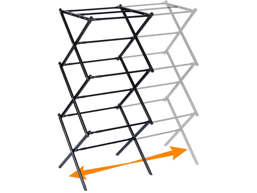 Vilde Vertical Folding Floor Drying Rack 3-Tier 47-78×94cm – Metal, Black – view 3
