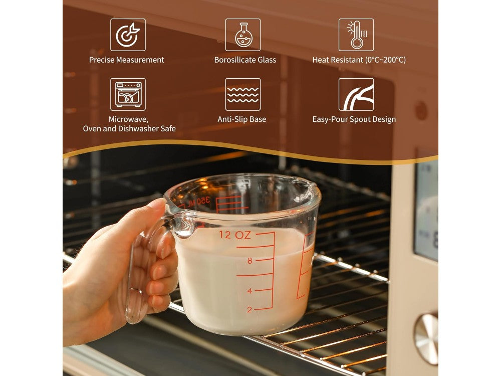 AJ Borosilicate Glass Measuring Jug 350ml – Reinforced, Dual Scale – view 3