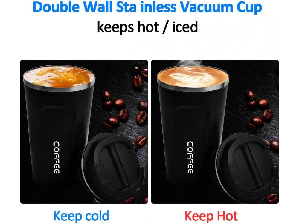 AJ Classico Travel Mug 510ml – Stainless Steel 304, Leak-Proof, Black – view 3