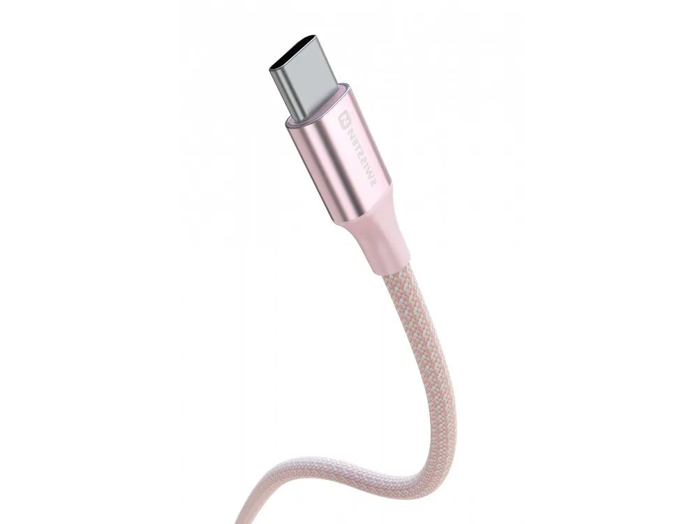 Swissten Durable Textile II USB-C to USB-C Cable 1.5m 60W – Nylon Braided, Pink – view 3