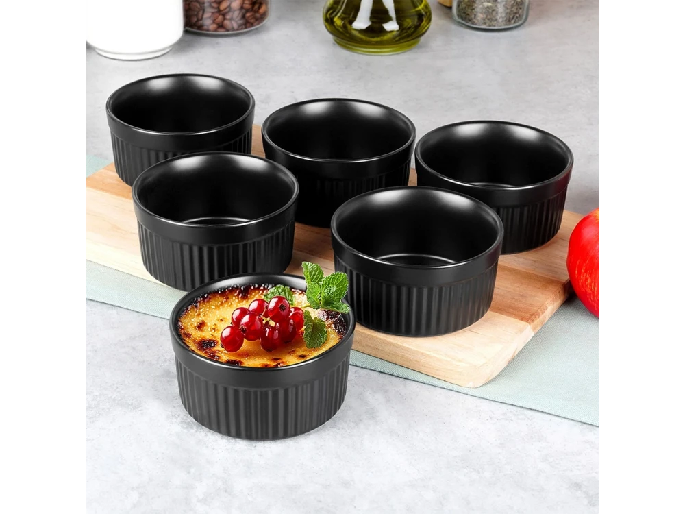 Vilde Ceramic Ramekin Set 6-Piece Ø10cm – Oven & Microwave Safe, Black – view 3