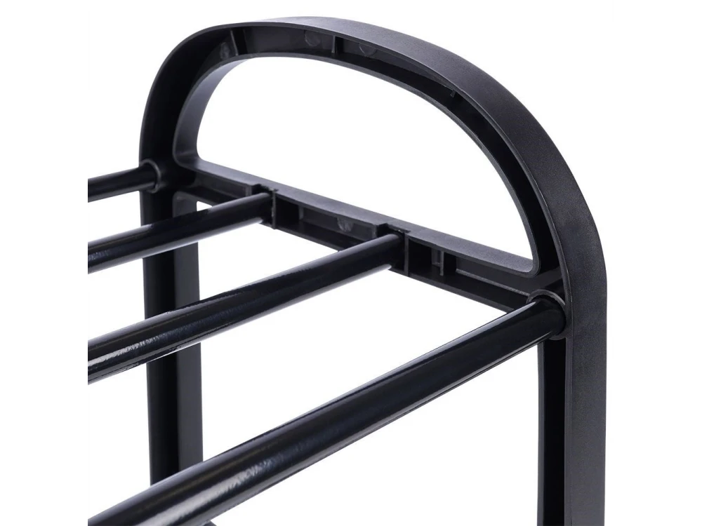 Vilde Metal Shoe Rack 4-Tier 57×18×49cm – 8-12 Pairs, Powder-Coated, Black – view 3