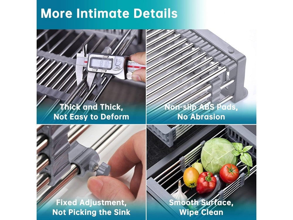 AJ Extendable Sink Dish Drying Rack 28-45 x 22 x 11 cm – Light Grey – view 3