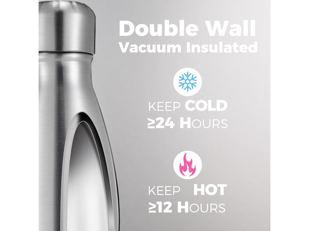 AJ Stainless Steel Water Bottle 1000ml – Double Walled, BPA Free, Silver – view 3