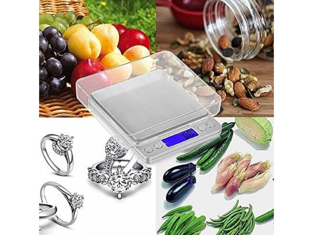 AJ Inox Digital Kitchen Scale 2kg / 0.1g – LCD, 2 Bowls, Silver – view 3