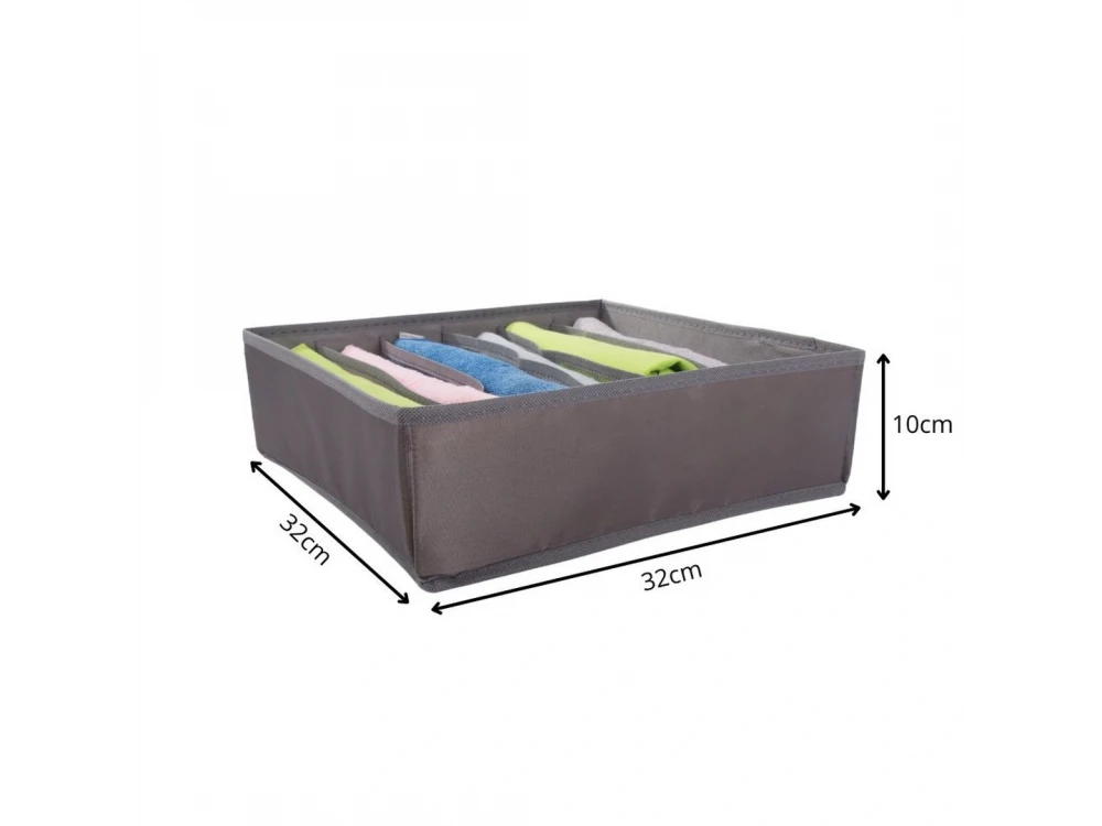 AJ Foldable Drawer Organizer 6-Slot for Bras & Socks – 32x32x10cm, Grey – view 3