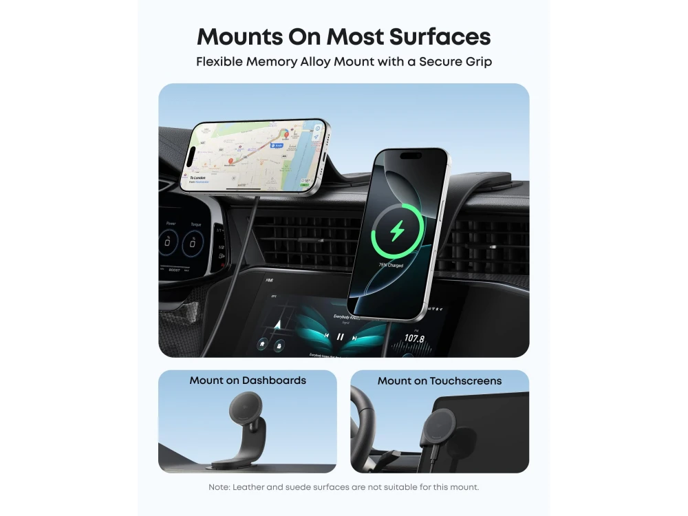 Anker Nano Wireless Car Charger 15W MagGo – Qi2, Magnetic, 180° Memory Alloy Arm – view 3