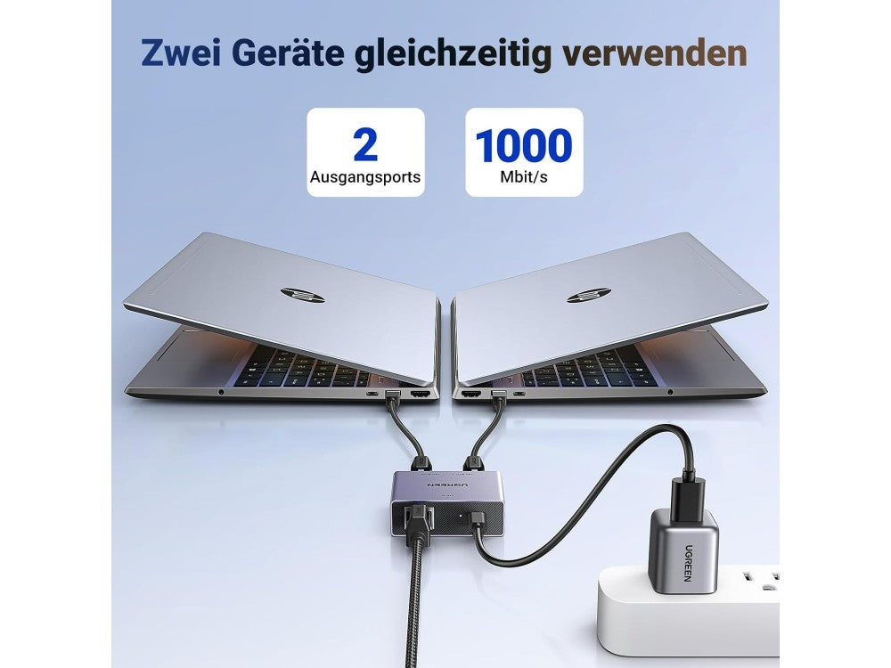 Ugreen Ethernet Splitter 1-to-2 Gigabit 1000Mbps USB-C Powered, Aluminium – view 3
