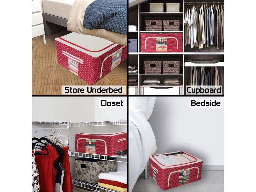 AJ Clothes Storage Organizer Bag 18L – 40x30x15cm, Red/Polka Dot – view 3