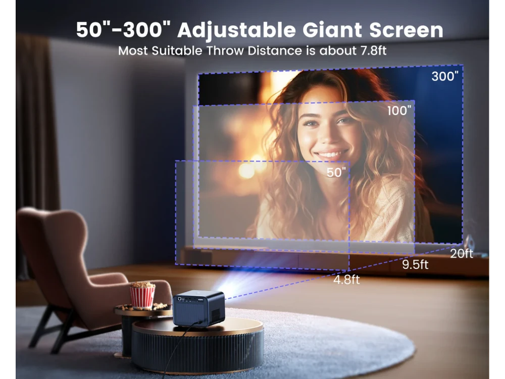 WiMiUS K9 Smart Projector 1080p/60Hz 700 ANSI Lumens with Netflix, WiFi 6, Bluetooth & Dolby Audio – view 3