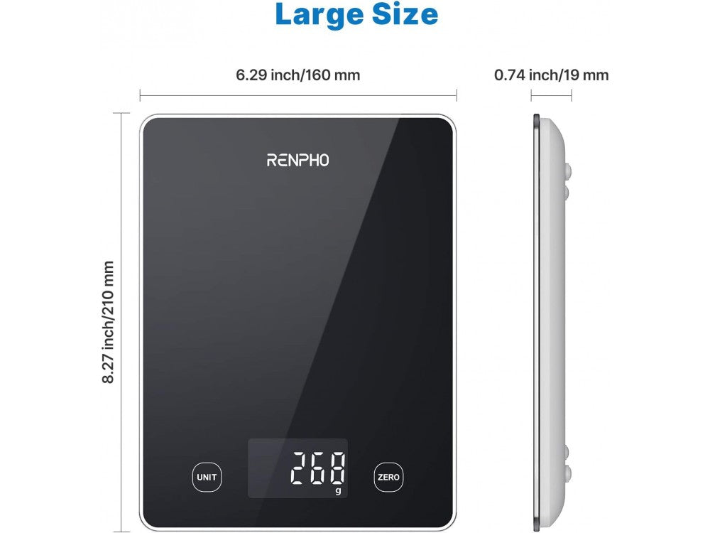 Renpho Calibra 1L Smart Digital Kitchen Scale 10kg / 1g – Nutrition App, Black – view 3
