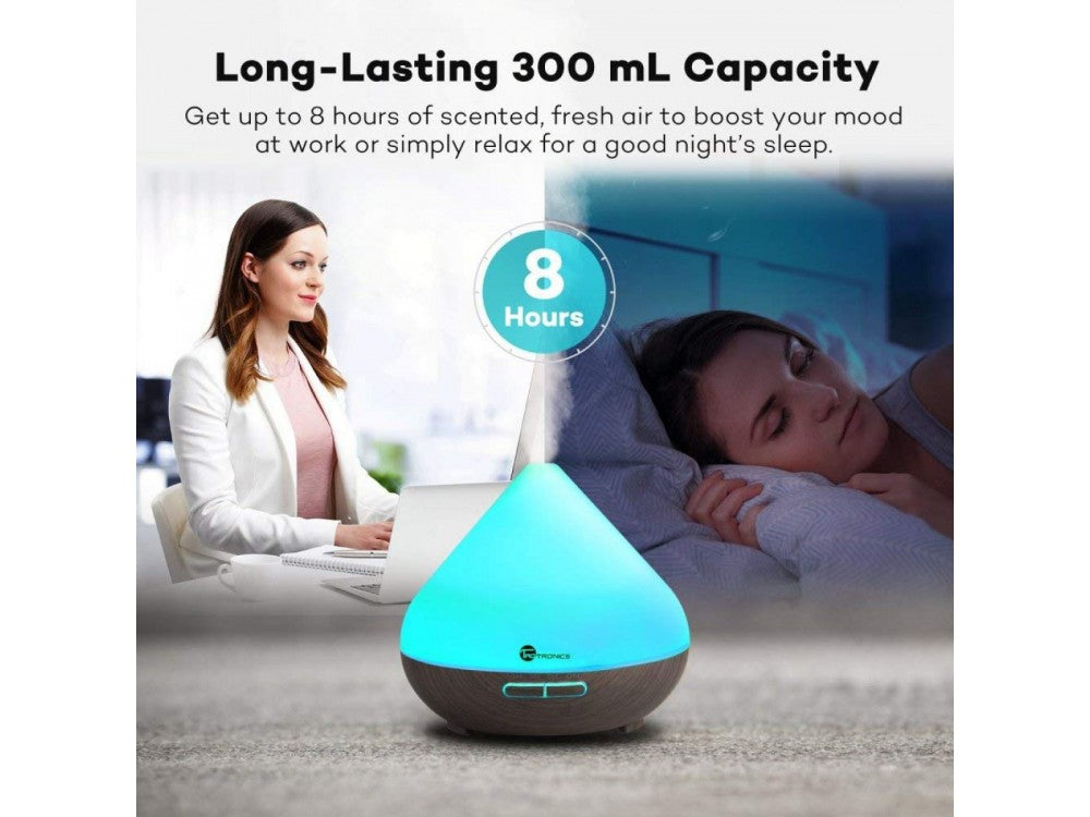 TaoTronics TT-AD002 Oil Diffuser 300ml – 7 LED Colours, Timer, Auto Shut-Off, Red Oak – view 3