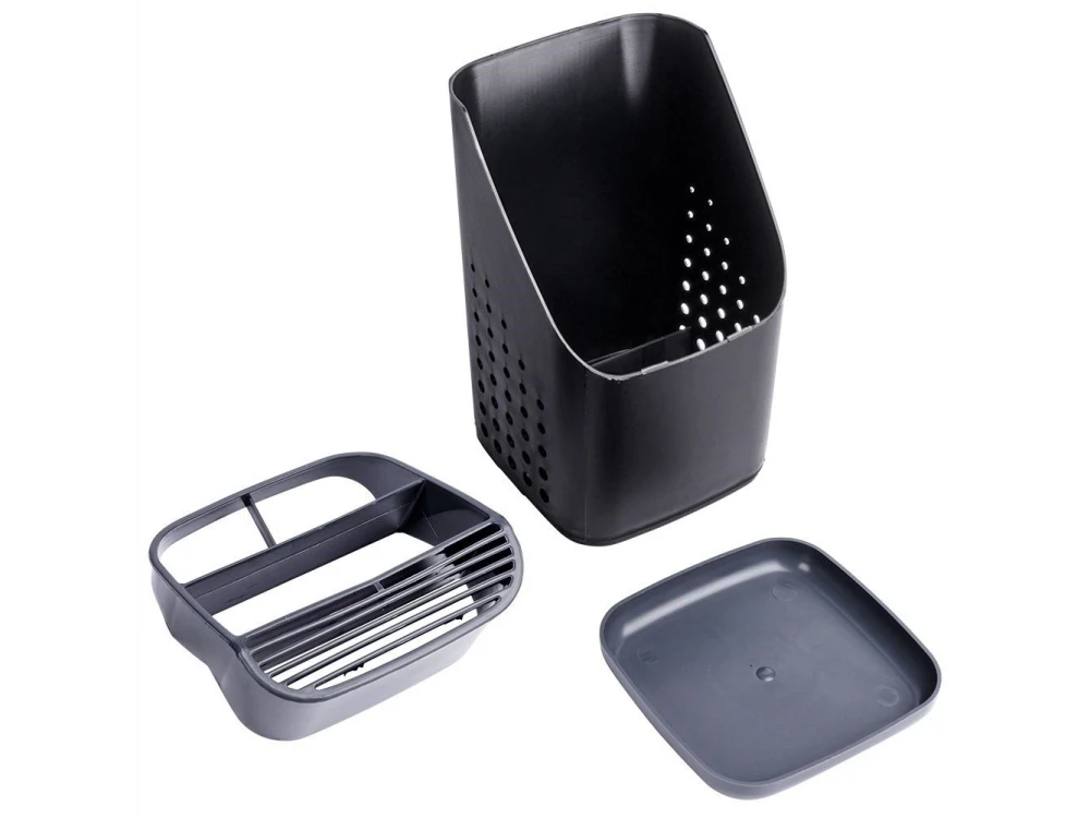 Vilde Cutlery Drainer 3 Compartments + Knife Slot 14×14cm – Black – view 3