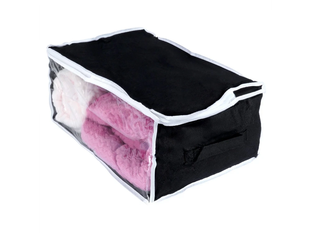 Vilde Fabric Storage Bag 27L 45×30×20 cm with Window – Black Polyester for Clothes & Bedding – view 3