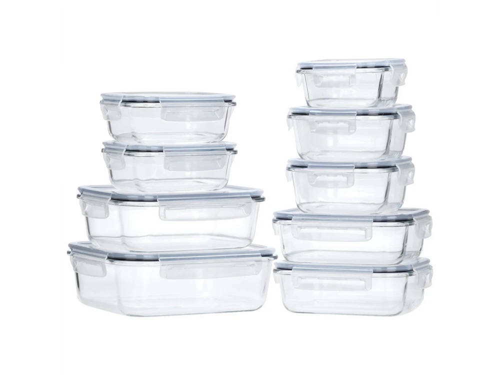 Vilde Premium 9-Piece Glass Food Container Set – 310ml to 1520ml, Airtight, Heat-Resistant – view 3