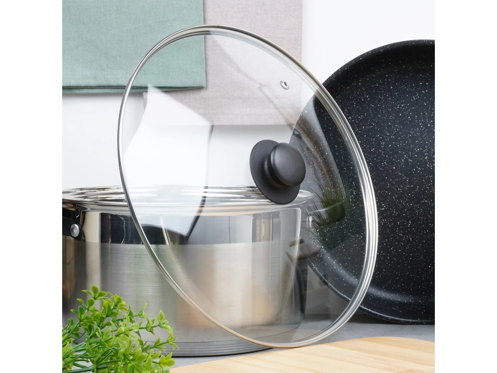 Vilde Glass Lid 30cm for Pots & Pans – Heat Resistant, Steam Vent, Stainless Rim – view 3